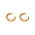 Gold Tone Wide Polished C Shaped Statement Hoop Earrings view 5