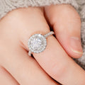 Silver Tone Full Pave Round Halo CZ Ring Sizes 6-10 view 3
