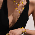 Gold Lemon Resin Charm Necklace Bracelet Anklet Pearl Set view 4