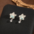 Aqua Starfish Clear Halo Teardrop Dangle Stud Earrings view 4