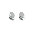 Silver Irregular Liquid Organic Pebble Stud Earrings view 5