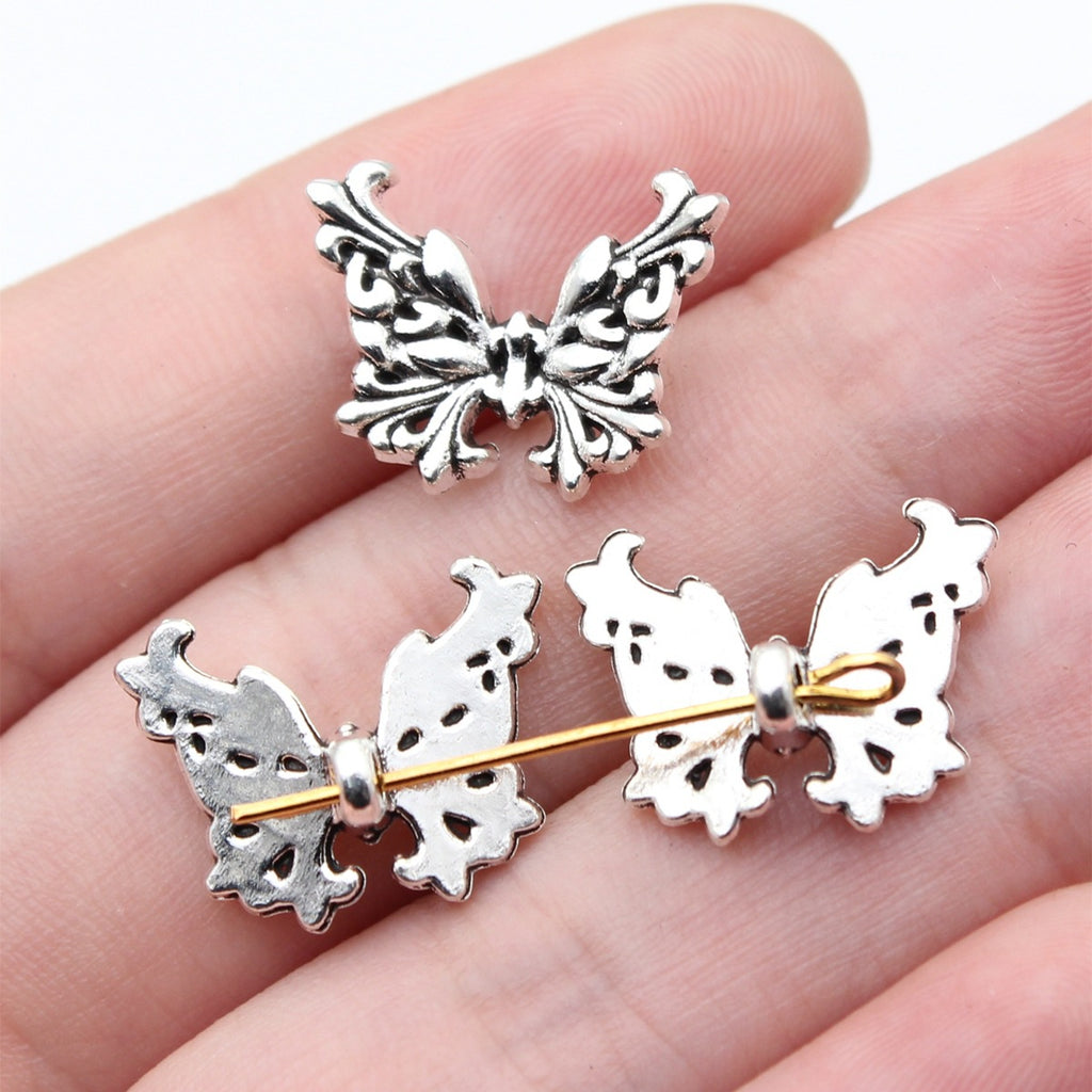 18x14mm 1.3g Antique Silver Zinc Alloy Butterfly Small Hole Spacer Beads for DIY Jewelry Making