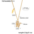 Gold Stainless Steel Pave Cat Fishbone Bracelet And Necklace view 7