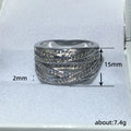 Extra-Wide Crisscross Multi-Rail Pave Ring In Silver Tone view 5