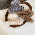 Striped Plush Fur Hair Claw Clips White Blue Tones view 4