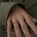 Gold Hollow Rectangular Link Band Rings Five Sizes view 3