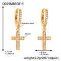 Crystal Cross Drop Hoop Earrings in Fifteen Gold Tone Styles view 10