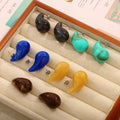 Teardrop Resin Stud Earrings Multicolor Marbled Gloss Finish view 4