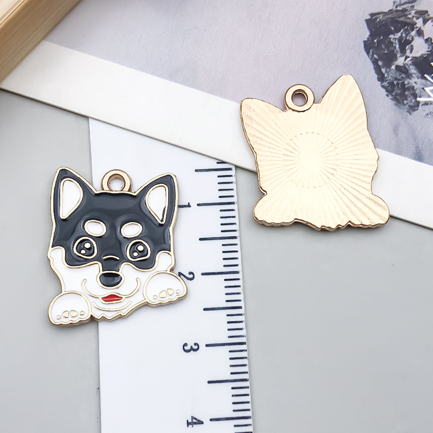 Enamel Zinc Alloy Cute Dog Charm Pendant for DIY Necklace Keychain Jewelry Making