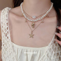 Pearl Shell Starfish Three Layer Necklace Set Two Colors view 3