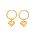 Gold Open Heart Drop Huggie Hoop Earrings Stainless Steel view 5