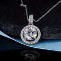 White Gold Round Clear Halo Pendant Necklace Metal Alloy view 2