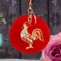 Jeweled Rooster Keychains with Faux Fur Poms in Fifteen Pictured Colors view 9