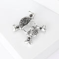 Skull Crossbones Rhinestone Brooch Black Silver Punk Pin view 4
