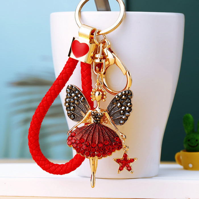 Jeweled Star Angel Keychains in Three Colors with Two Wrist Loop Options