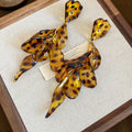 Leopard Print Petal Statement Drop Earrings in Warm Brown Tones view 6