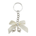 Faux Pearl Bow Keychain Silver Ring Ten Ribbon Colors view 6