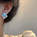 Iridescent Crystal Flower Stud Earrings Fashion Earrings view 3