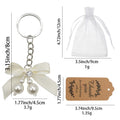 Faux Pearl Bow Keychain Silver Ring Ten Ribbon Colors view 2