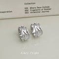 Silver Wave Liquid Finish Thick Hoop Earrings Pair view 4