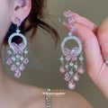 Silver Butterfly Circle Chandelier Crystal Drop Jewelry view 4