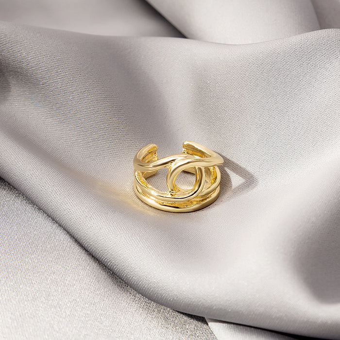 Gold Silver Open Adjustable Crossed Band Metal Ring Styles