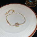 Crystal Flower Leaf Center Slider Bracelet In Gold Or Silver Tone view 6