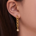 Long Linked Crystal Bar Drop Earrings in Polished Gold Tone view 3