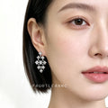 Silver Crystal Square Cascade Flower Drop Earrings Pair view 2