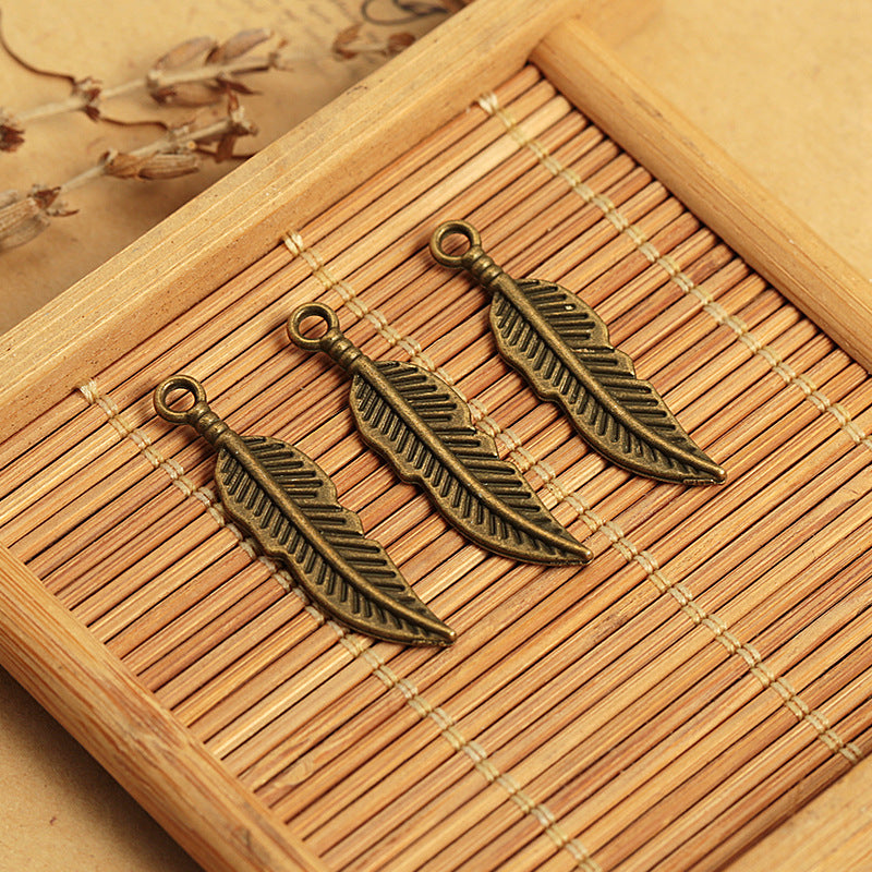 Alloy Feather Dreamcatcher Wing Charm Pendant 30x8mm