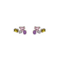 Silver Multi Gem Heart Cluster Stud Earrings Colorful view 5