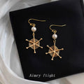 Gold Wire Dreamcatcher Pearl Hook Drop Earrings Pair view 3