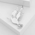 Polished Flying Dove Brooch in Gold or Silver Tone view 3