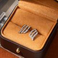 Crystal Look Triple Wing Silver Tone Small Stud Earrings view 2
