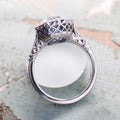 Aqua Rectangular Stone Art Deco Halo Ring In Silver Tone view 4