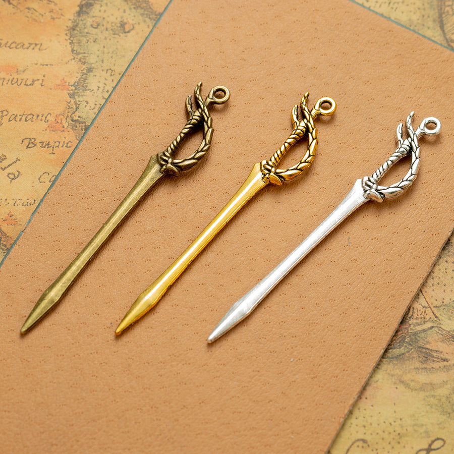 70x12mm Vintage Long Sword Alloy Charm Pendant