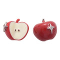 Red Apple And Slice Mismatched Stud Earrings Jewelry Pair view 5
