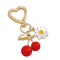 Cherry or Flower Charm Keychain with Gold-Tone Heart Clasp view 5
