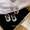 Crystal Teardrop Hoop and Linear Drop Earrings Statement Jewelry view 2