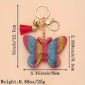 Rhinestone Butterfly Keychains Gold Clasp Tassel 3 Colors view 3