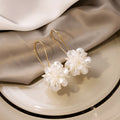 Eight White Petal Flower Long Dangle Earring Designs view 4