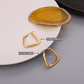 Geometric U Triangle Hoop Earrings Gold Metal Latch Pair view 2