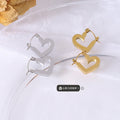 Open Heart Geometric Huggie Hoop Earrings Gold Steel view 2
