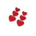 Beaded Triple Heart Tiered Drop Earrings Rhinestone Trim view 5