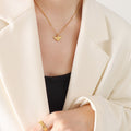 Gold Winged Round Disc Pendant Necklace Beaded Cable Chain view 3