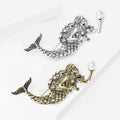 Antique Mermaid Brooch With Faceted Crystals And Polished Metal Details view 3