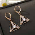 Gold Tone Clear Crystal Geometric Huggie Drop Earrings in Five Designs view 4