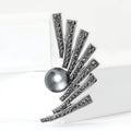 Art Deco Graduated Fan Bar Brooch With Gray Pearl Accent view 2