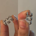 Silver Tone Triple Row Ear Cuff With Clear Crystal Bands view 2