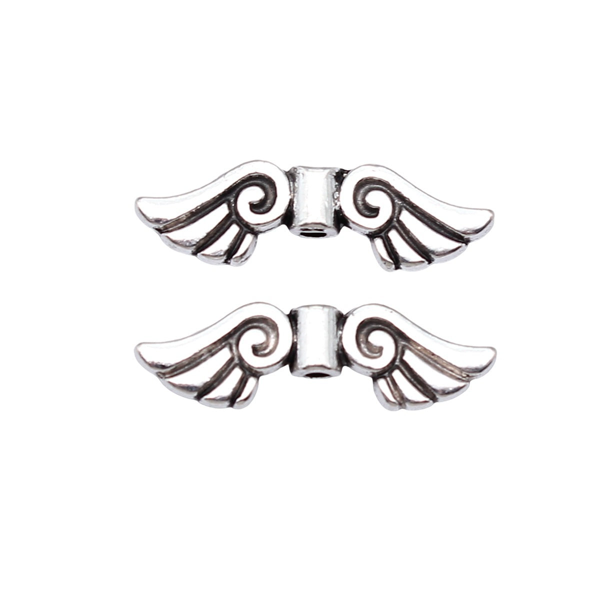26x8mm 1.5g Antique Silver Zinc Alloy Angel Wing Loose Metal Beads for DIY Jewelry Making